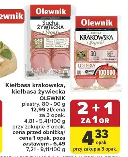 Carrefour Kiełbasa żywiecka Olewnik plastry 80-90 g oferta