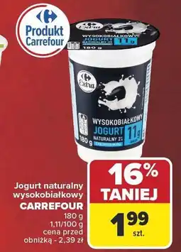 Carrefour Jogurt naturalny wysokobiałkowy Carrefour 180 g oferta
