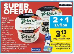 Carrefour Jogurt* 7 ZBÓŻ MEN BAKOMA różne rodzaje 14,21/cena 300 g oferta