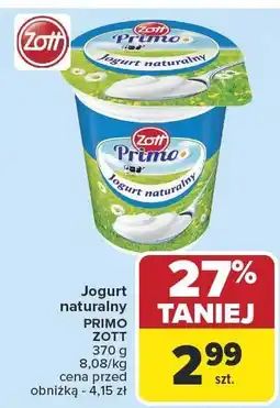 Carrefour Jogurt naturalny ZOTT PRIMO 370 g 8,01/kg oferta