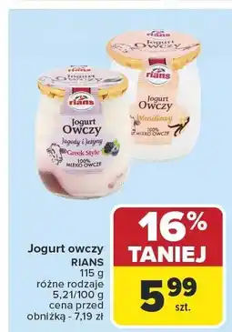 Carrefour Jogurt owczy RIANS różne rodzaje 5,2/100 g oferta