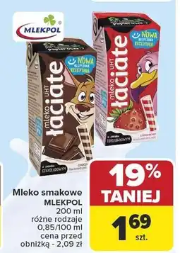 Carrefour Mleko smakowe MLEKPOL 200 ml różne rodzaje 0,85/100 ml oferta
