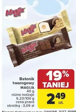 Carrefour Batonik twarogowy MAGIJA 40 g różne rodzaje 6,23/100 g oferta