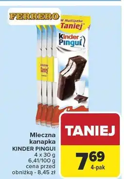 Carrefour Mleczna kanapka KINDER PINGUI 4 x 30 g 6,41/100 g FERRERO oferta