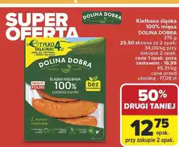Carrefour Kiełbasa śląska 100% mięsa DOLINA DOBRA oferta