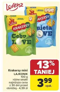 Carrefour Krakersy mini LAJKONIK różne smaki 100 g Lorenz oferta
