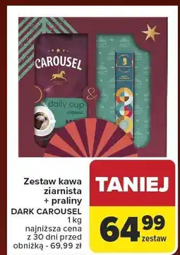 Carrefour Zestaw kawa ziarnista + praliny DARK CAROUSEL 1 kg oferta