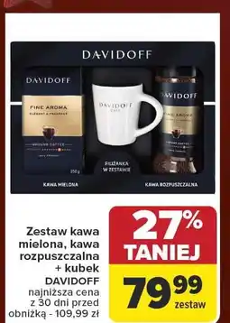 Carrefour Zestaw kawa mielona, rozpuszczalna + kubek DAVIDOFF oferta
