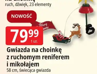Gwiazda na choinkę z ruchomym reniferem i mikołajem
