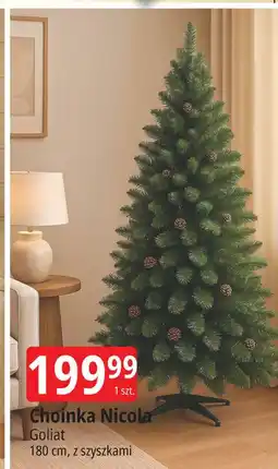 E.Leclerc Choinka nicola z białymi końcówkami i szyszkami 180 cm Goliat oferta