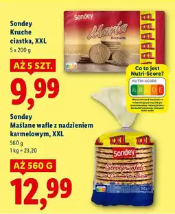Lidl Wafle Sondey Maślane wafle z nadzieniem karmelowym, XXL oferta
