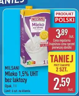 ALDI Mleko 1,5% UHT bez laktozy MILSANI oferta
