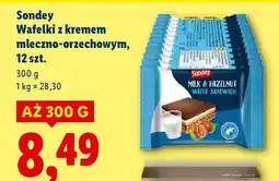 Lidl Sondey Wafelki z kremem mleczno-orzechowym, 12 szt oferta