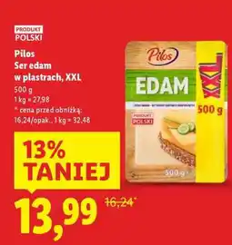 Lidl PILOS Ser edam w plastrach, XXL oferta