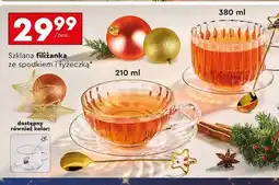 Biedronka Szklana filiżanka ze spodkiem i łyżeczką oferta