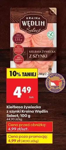 Biedronka Kiełbasa żywiecka z szynki Kraina Wedlin Select oferta