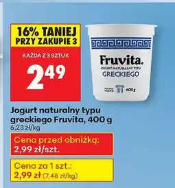 Biedronka Jogurt naturalny typu greckiego Fruvita, 400 g oferta
