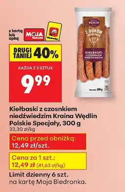 Biedronka Kiełbaski z czosnkiem niedźwiedzim Kraina Wedlin Polskie Specjały oferta