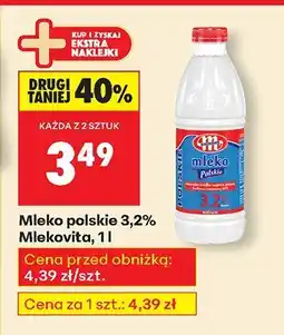 Biedronka Mleko polskie Mlekovita 3,2%, 1l oferta