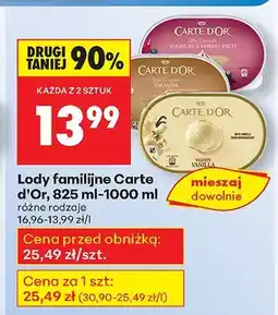 Biedronka Lody familijne Carte d'Or, 825 ml-1000 ml oferta