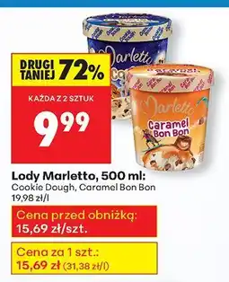 Biedronka Lody Marletto, 500 ml: Cookie Dough, Caramel Bon Bon oferta