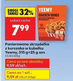 Biedronka Panierowane skrzydełka z kurczaka w kubełku Yeemy, 315 g +25 g sos oferta