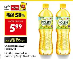 Biedronka Olej rzepakowy 1 l Polski oferta