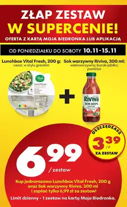 Biedronka Lunchbox Vital Fresh w stylu cezar, 200 g + Sok warzywny Riviva pomidor 300 ml oferta
