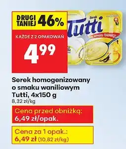 Biedronka Serek homogenizowany o smaku waniliowym 4-pak Tutti oferta