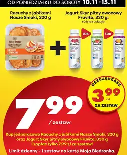 Biedronka Zestaw - Racuchy z jabłkami Nasze Smaki + Jogurt Skyr pitny owocowy Fruvita Biedronka oferta