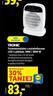 Lidl TRONIC Termowentylator z wyświetlaczem LCD i z pilotem, 1000 / 2000 W oferta