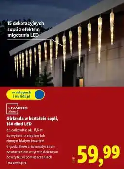 Lidl Girlanda w kształcie sopli, 148 diod LED oferta