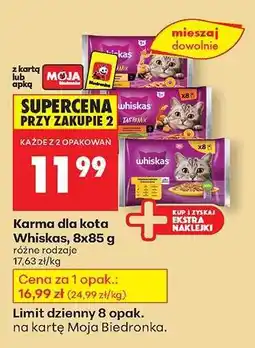 Biedronka Karma dla kota Whiskas, 8x85 g oferta