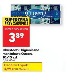 Biedronka Chusteczki higieniczne mentolowe Queen, 10x10 szt oferta