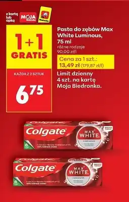 Biedronka Pasta do zębów luminous Colgate Max White One oferta
