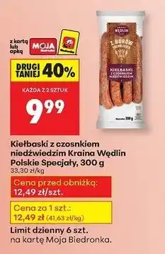 Biedronka Kiełbaski z czosnkiem niedźwiedzim Kraina Wędlin oferta
