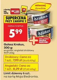 Biedronka Gulasz angielski z kurczaka Krakus Animex oferta