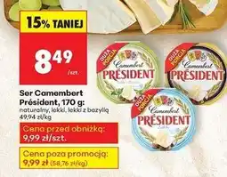 Biedronka Ser camembert lekki z bazylią President oferta