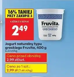 Biedronka Jogurt naturalny grecki Fruvita oferta