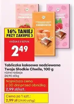Biedronka Tabliczka kakaowa z nadzieniem truskawkowym Twoje Słodkie Chwile oferta