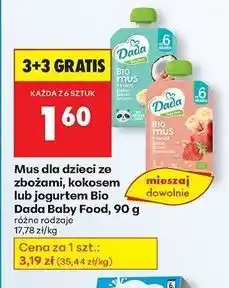 Biedronka Bio mus zboża-jabłko-banan-truskawka Dada Baby Food oferta