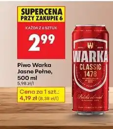 Biedronka Piwo Warka oferta