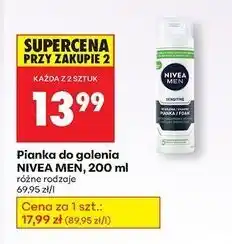 Biedronka Pianka do golenia natychmiastowa ochrona Nivea Men Sensitive oferta