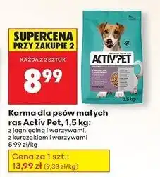 Biedronka Karma dla psa z kurczakiem i warzywami małe rasy Activ Pet oferta