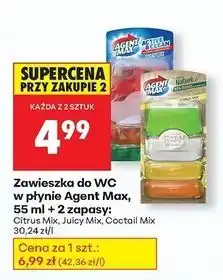 Biedronka Zawieszka do wc coctail mix + 2 x zapas Agent Max Active & Clean oferta