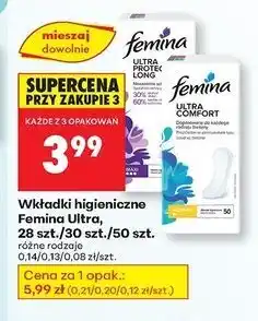 Biedronka Wkładki higieniczne total protection long maxi Femina Classic oferta