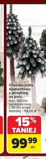 Carrefour Choinka jodła diamentowa z jarzębiną na pniu 100 cm oferta