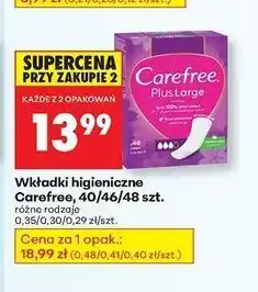 Biedronka Wkładki large Carefree Plus oferta