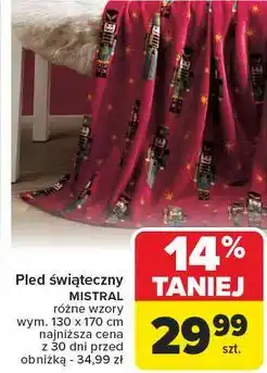 Carrefour Pled świąteczny sherpa mistral 130 x 170 cm oferta
