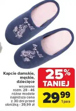 Carrefour Kapcie dziecięce świąteczne 28-46 oferta